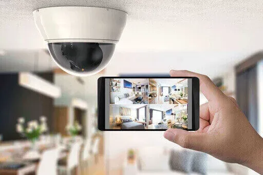 a smartphone showing remote cctv viewing via an app